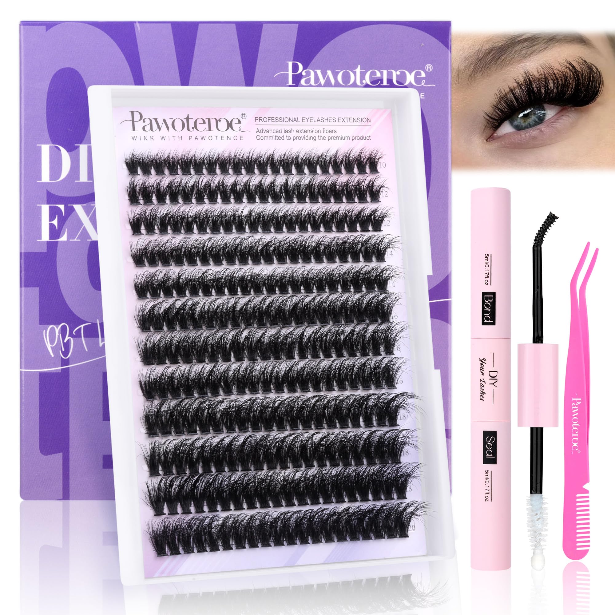 Pawotence lash clusters 80D 10-20mm for a fuller at-home eyelash look