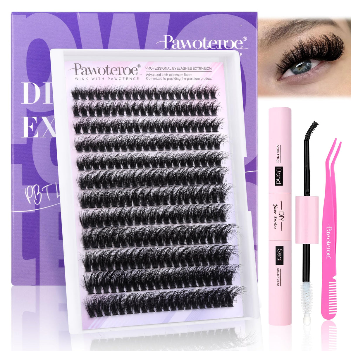 Pawotence lash clusters 80D 10-20mm for a fuller at-home eyelash look
