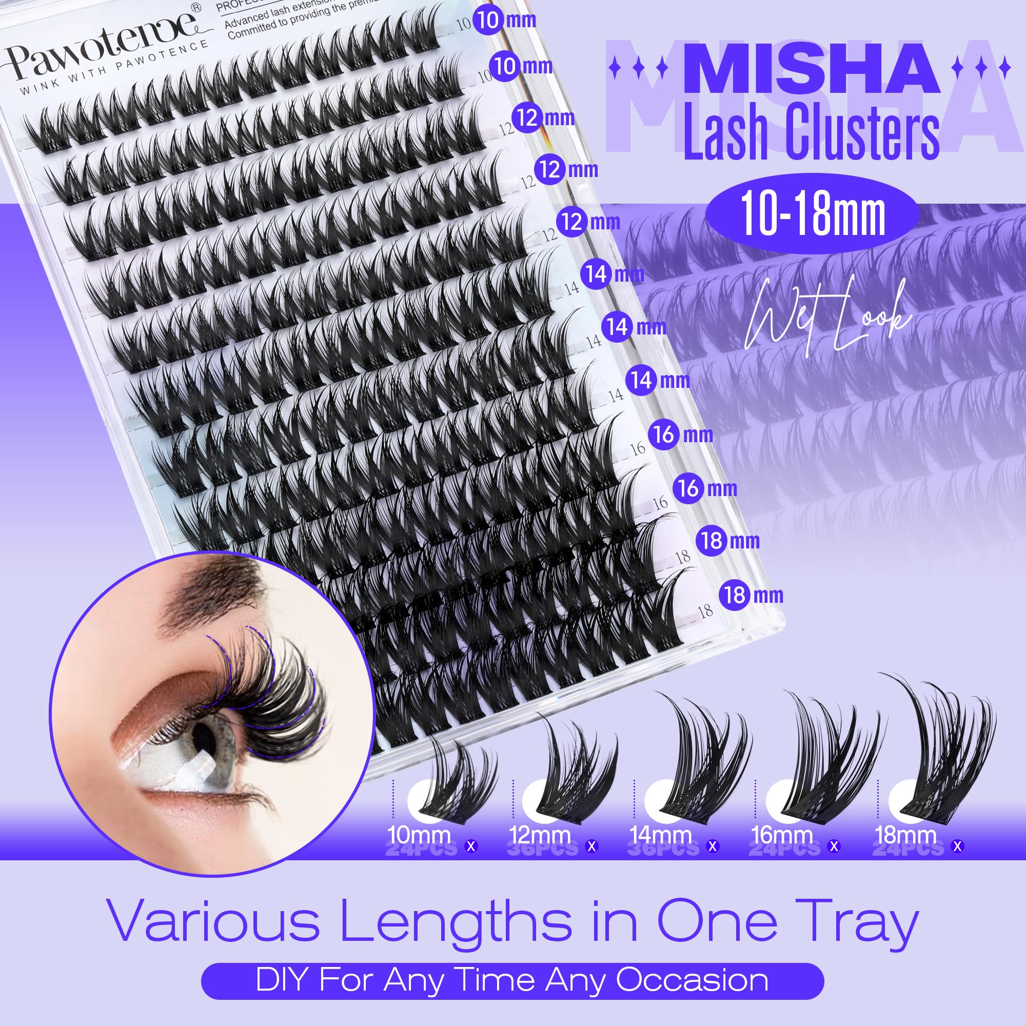 Pawotence Misha Lashes Clusters close-up soft band for comfort