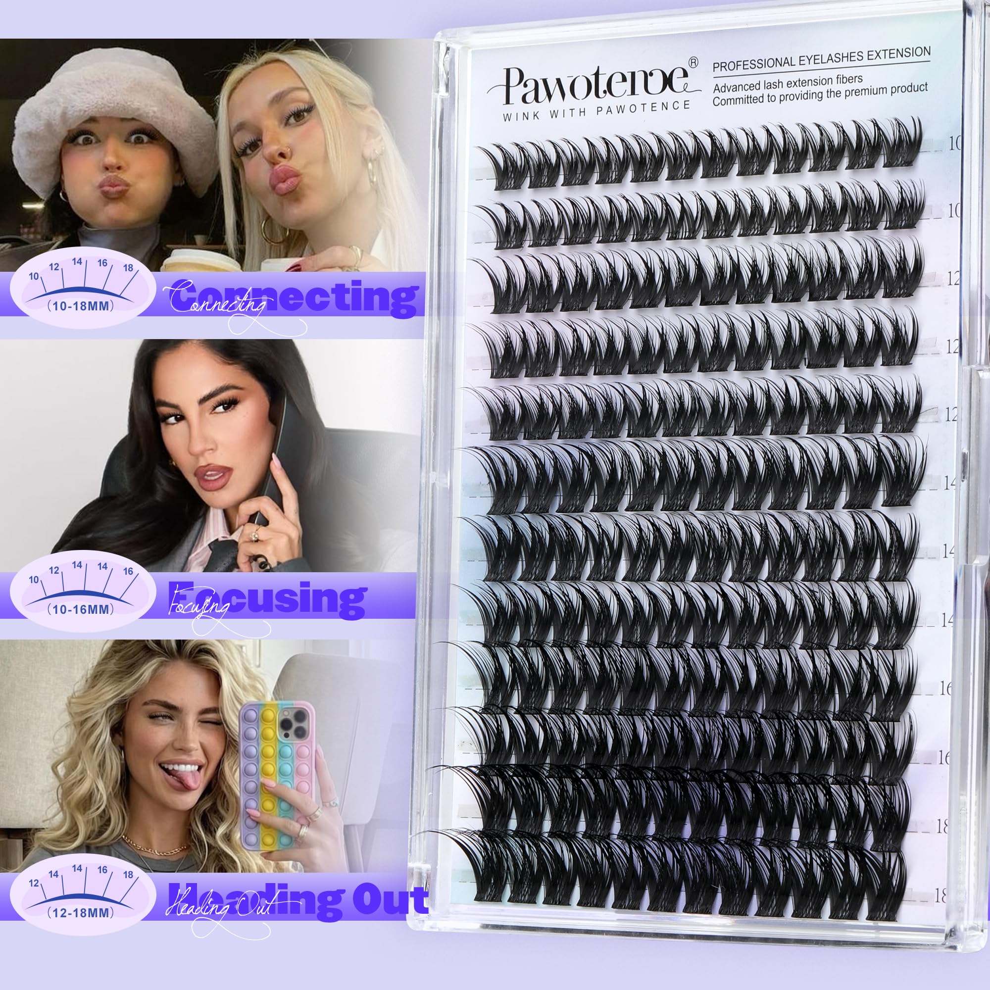 Pawotence Misha Lashes Clusters DIY application tips shown