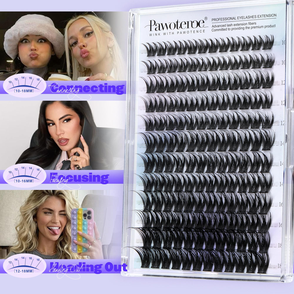 Pawotence Misha Lashes Clusters DIY application tips shown