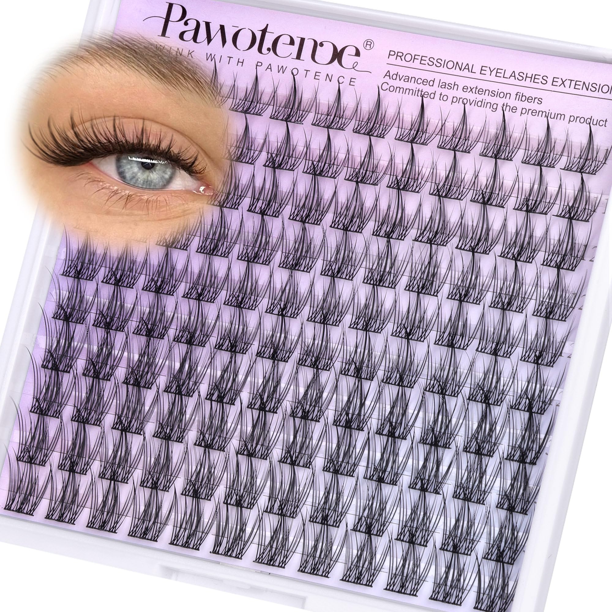 Pawotence Natural Lash Clusters with soft fibers for a natural, fluttery look.