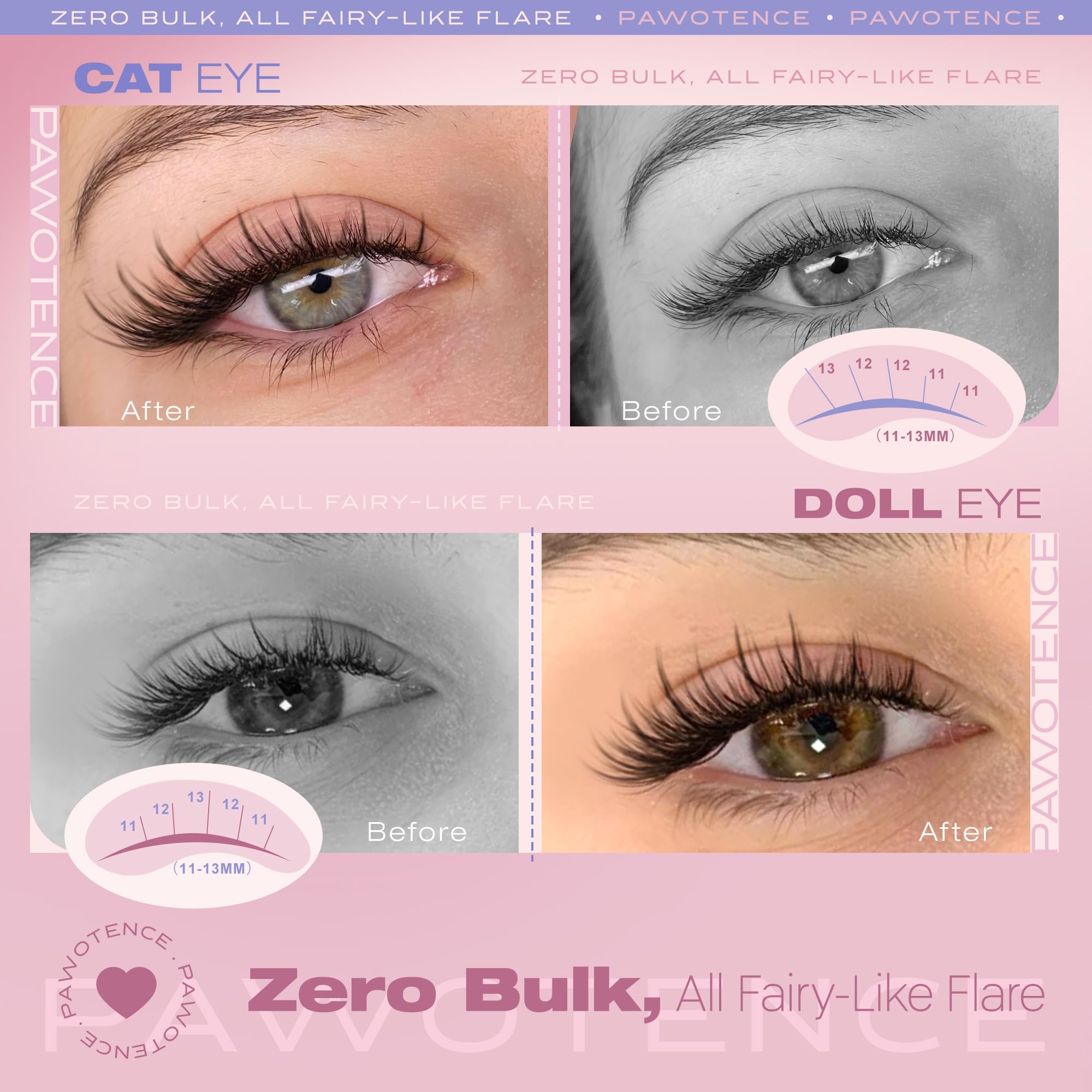 Pawotence Natural Lash Clusters offer wispy volume for defined eyes.