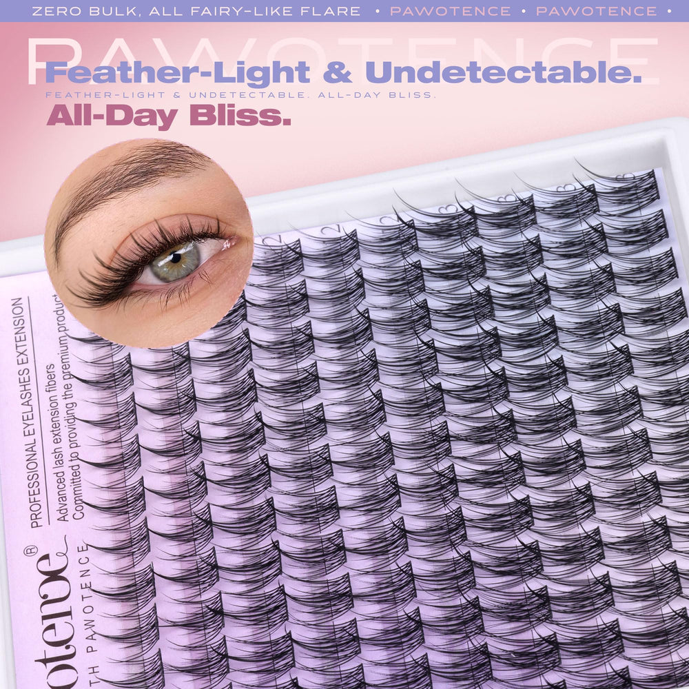 Pawotence Natural Lash Clusters use premium fibers for a soft, fluttery finish.