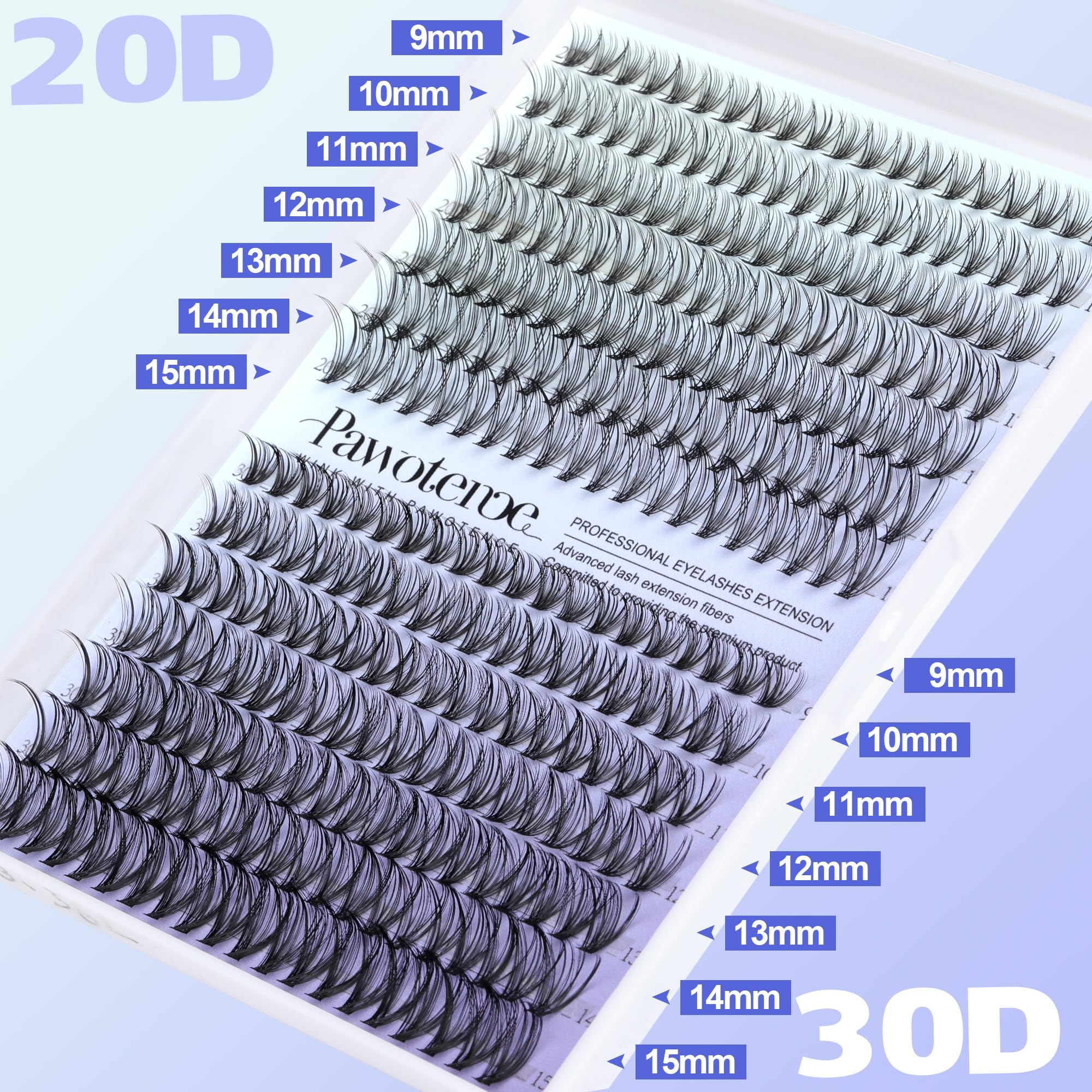 Pawotence varied lengths 9-15mm cluster lashes