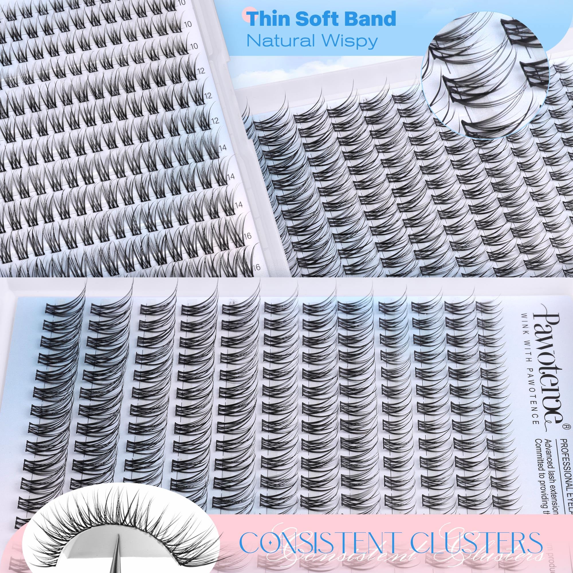 Pawotence versatile lash styles 8-16mm for day to night looks