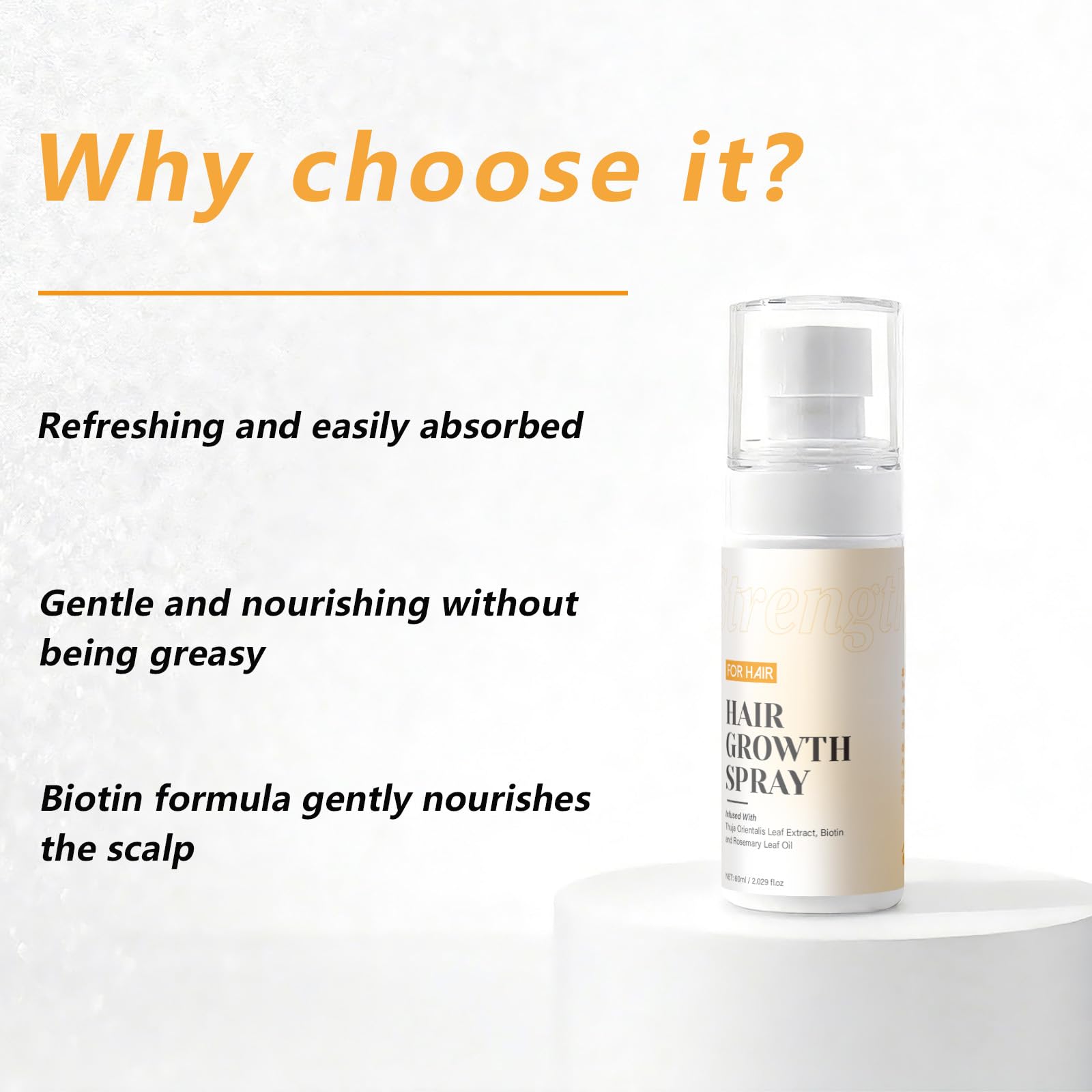 PBZPBZ Hair Growth Spray close-up shows quick-absorb, non-greasy finish