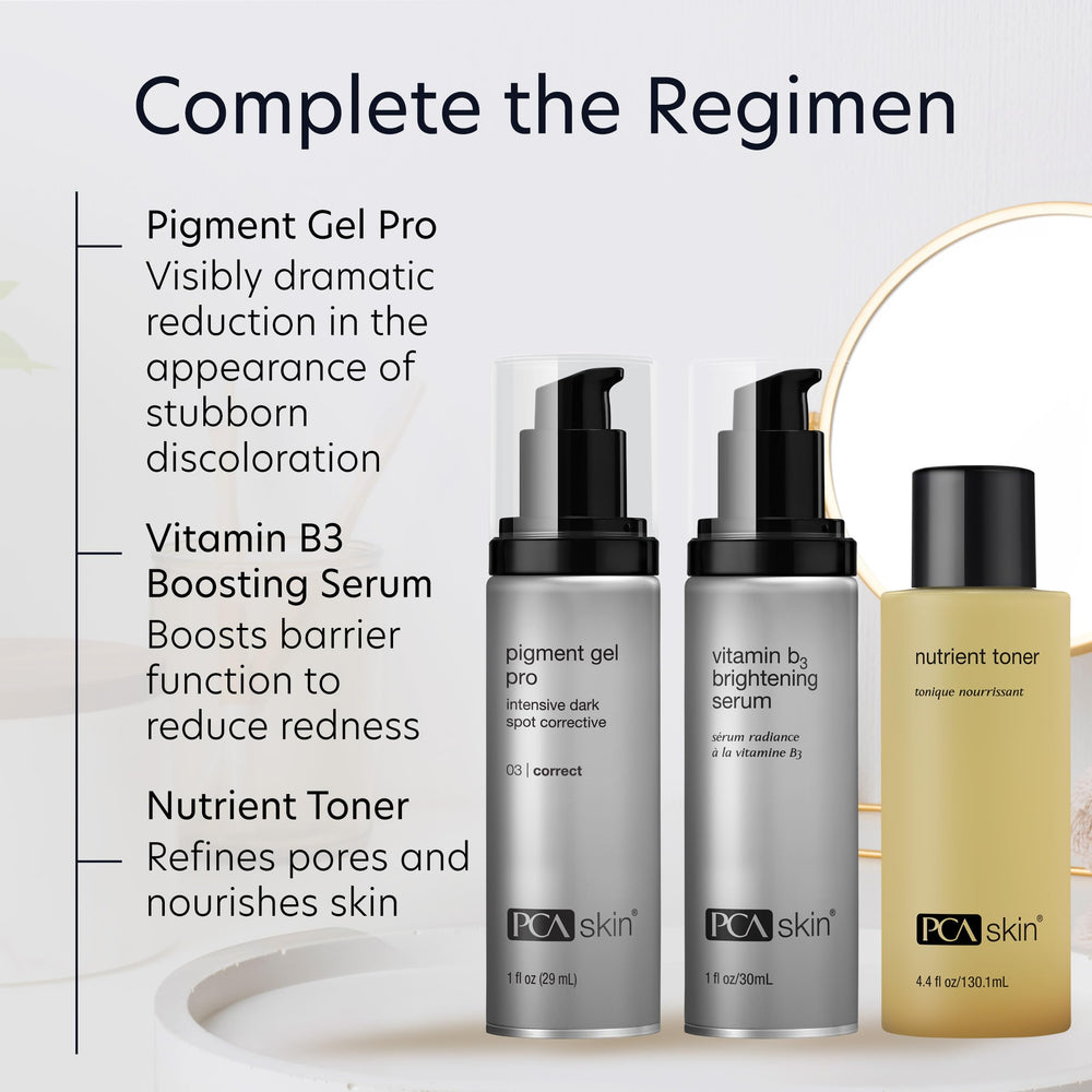PCA SKIN Pigment Gel Pro packaging note highlighting antioxidant protection.
