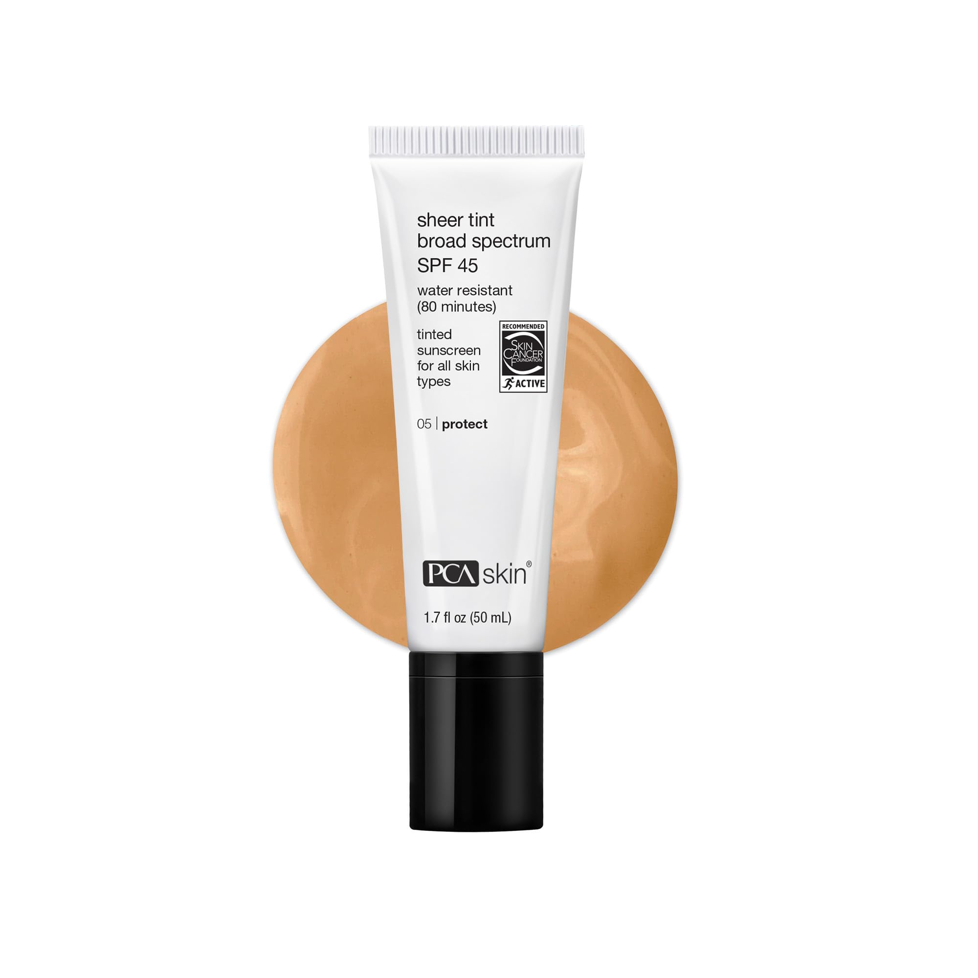 PCA Skin Sheer Tinted Sunscreen bottle provides lightweight UV protection.