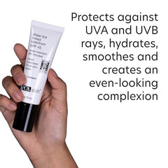 Closeup swatch of PCA Skin Sheer Tinted Sunscreen blends with skin.
