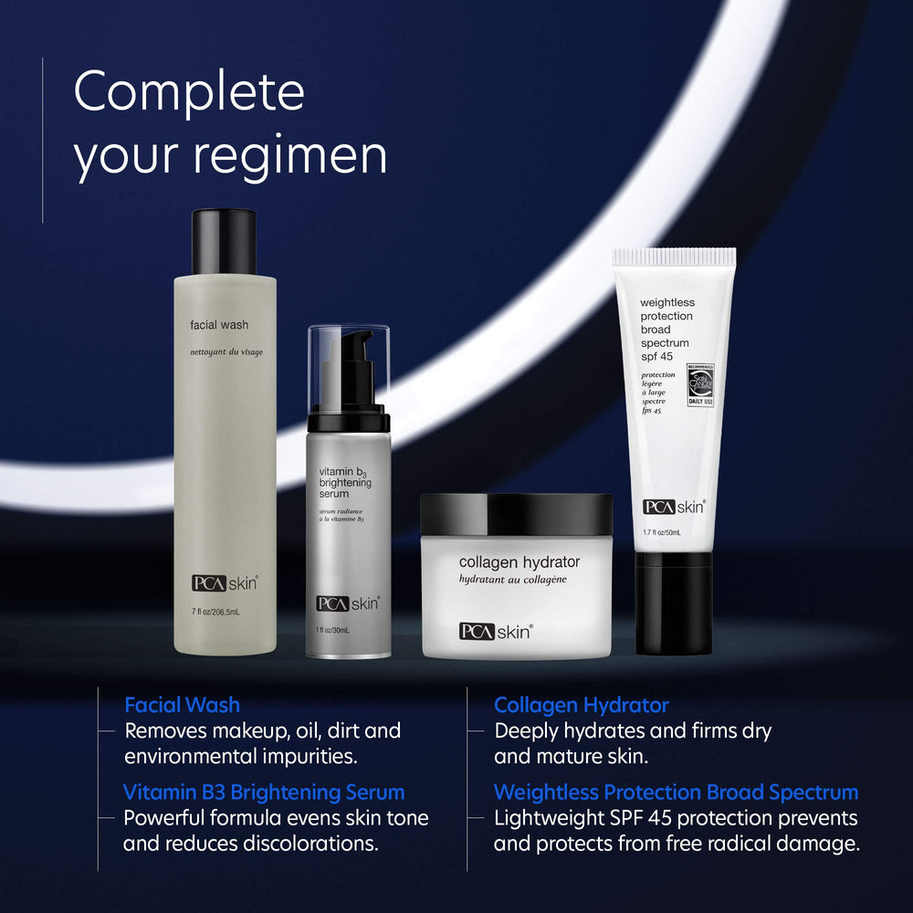 PCA SKIN Weightless Protection SPF 45 reef-safe formula with zinc oxide.