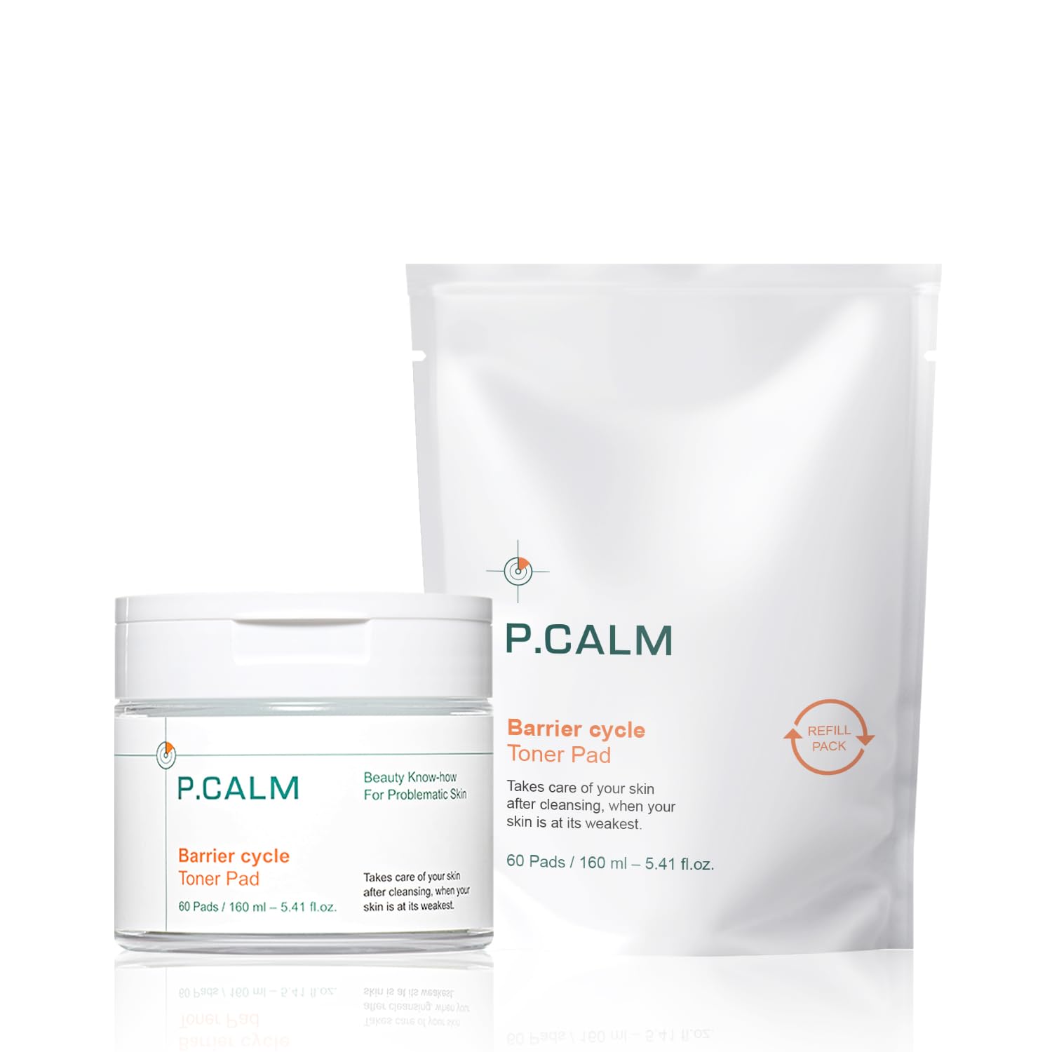 P.CALM Barrier Cycle Toner Pad refill pack for soothing, hydrated skin.
