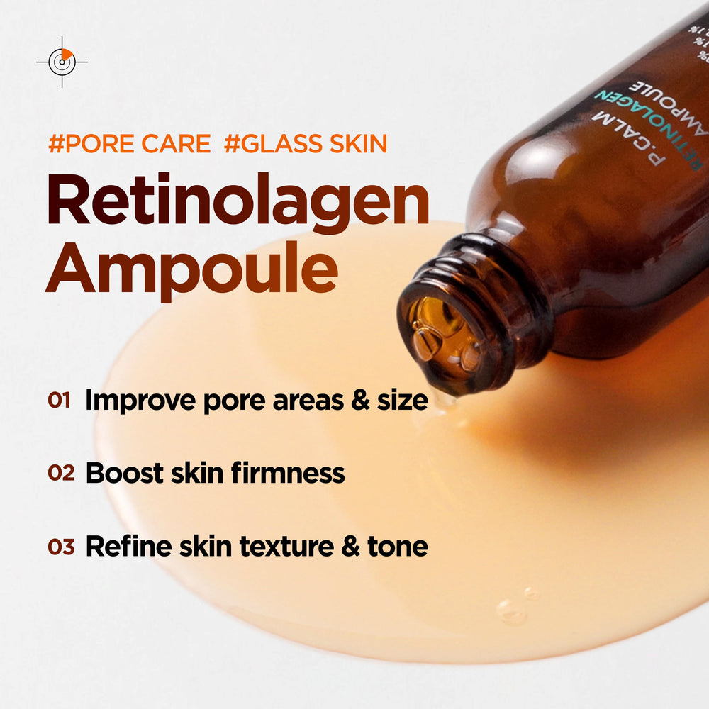 P.CALM Retinolagen ampoule dropper ready for precise, gentle application.