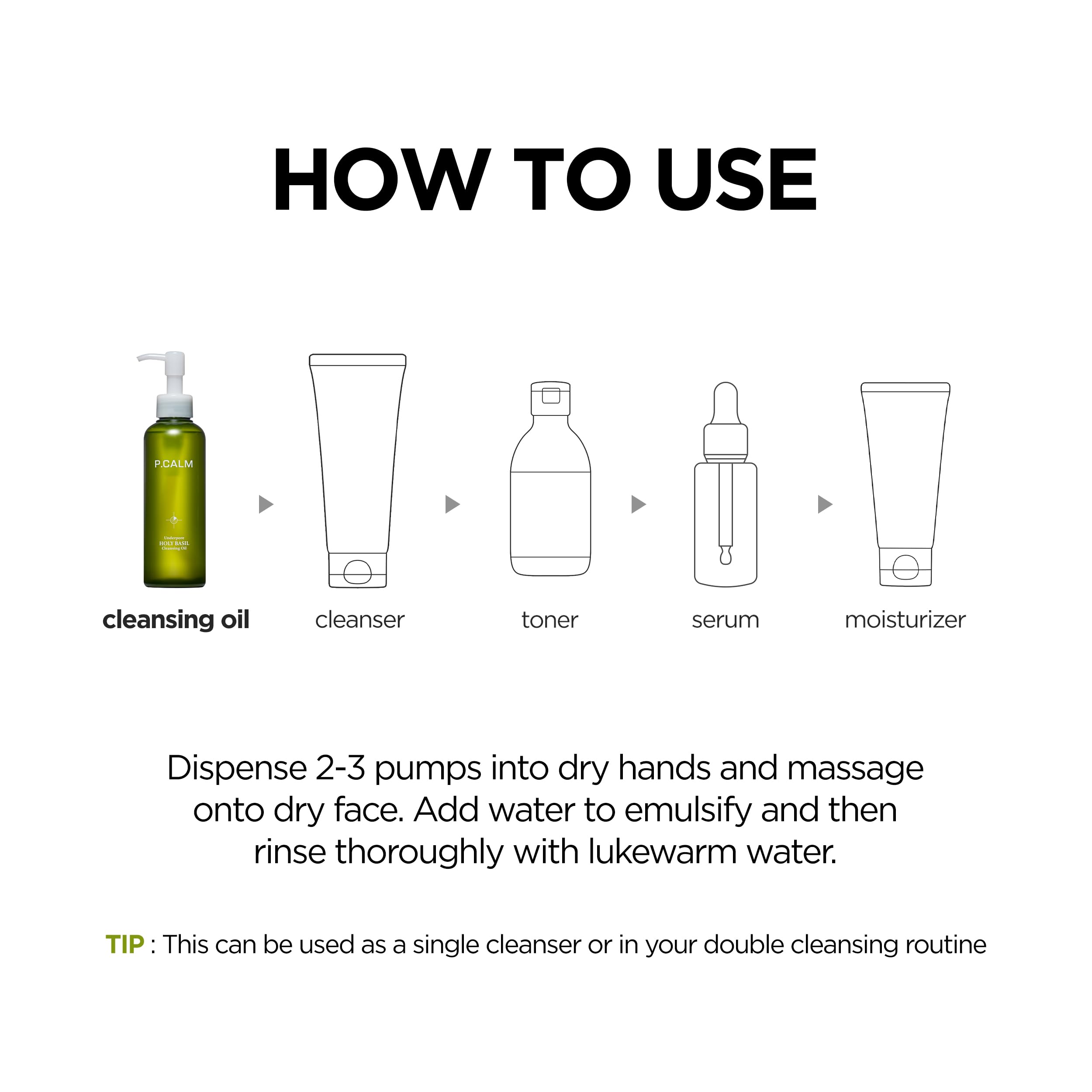 P.CALM Underpore bottle design supports moisture balance with natural oils