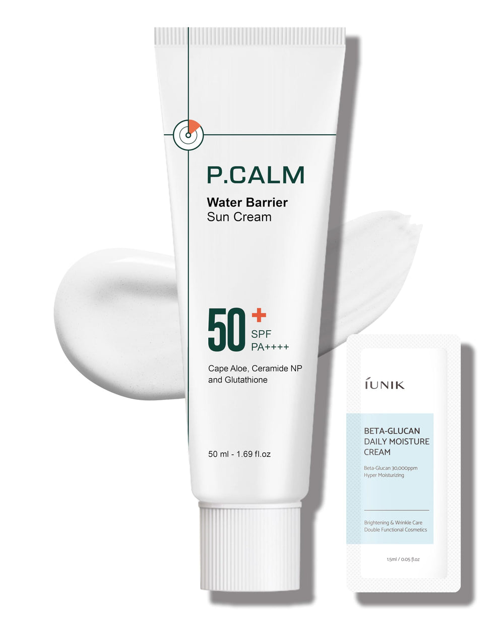 P.CALM Water Barrier Sun Cream bottle front with matte finish.