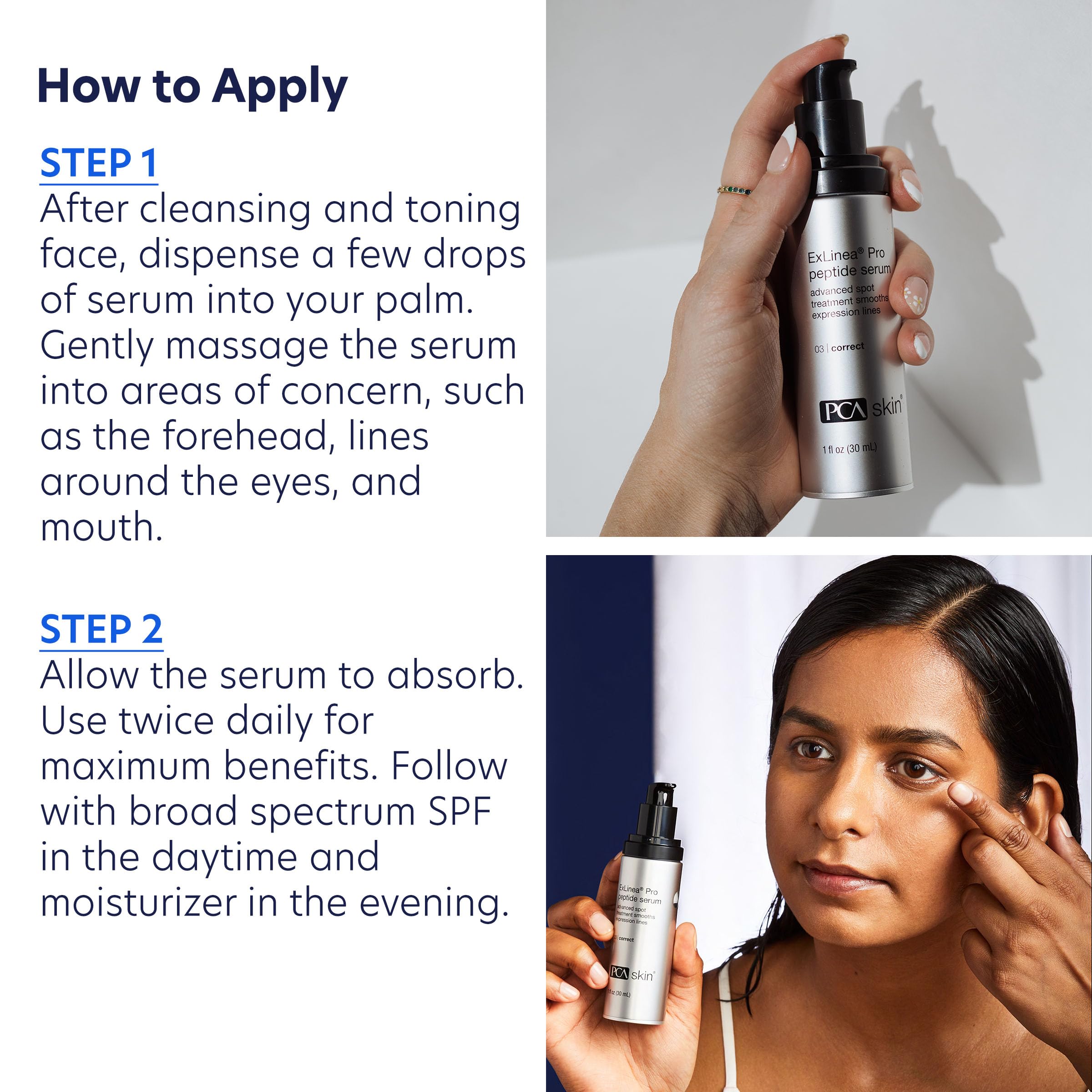 PCA SKIN ExLinea Pro Peptide Serum silky texture closeup reveal