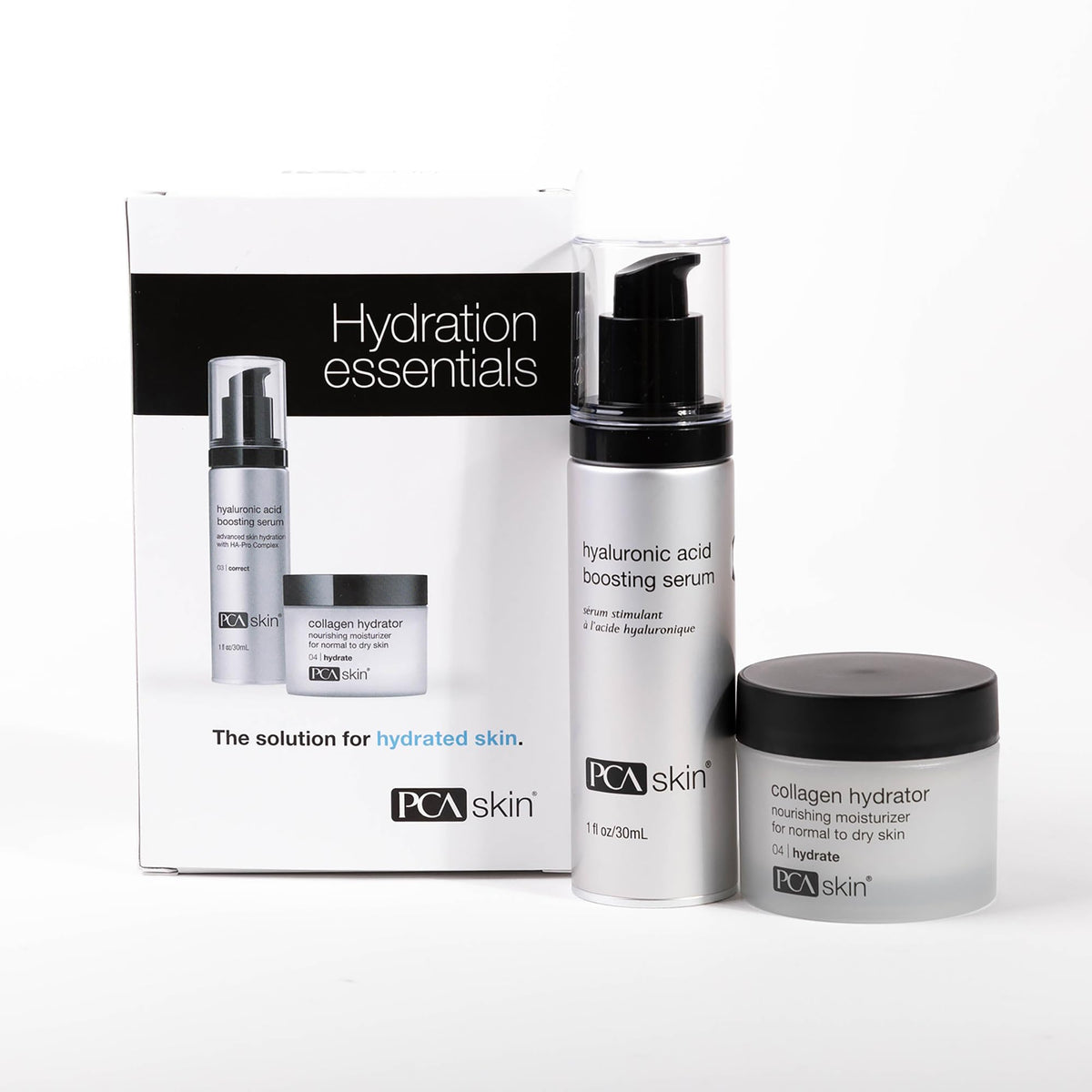 PCA SKIN Hydration Essentials Kit box ready for a complete daily skincare routine.