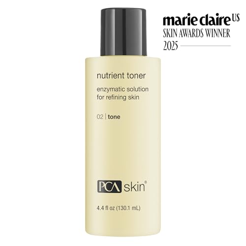 PCA SKIN Nutrient Face Toner on a cotton pad for even skin treatment.