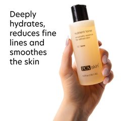 Close-up of PCA SKIN Nutrient Face Toner label showing key ingredients.