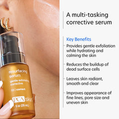 PCA SKIN Resurfacing Serum texture close-up suggests delicate exfoliation.