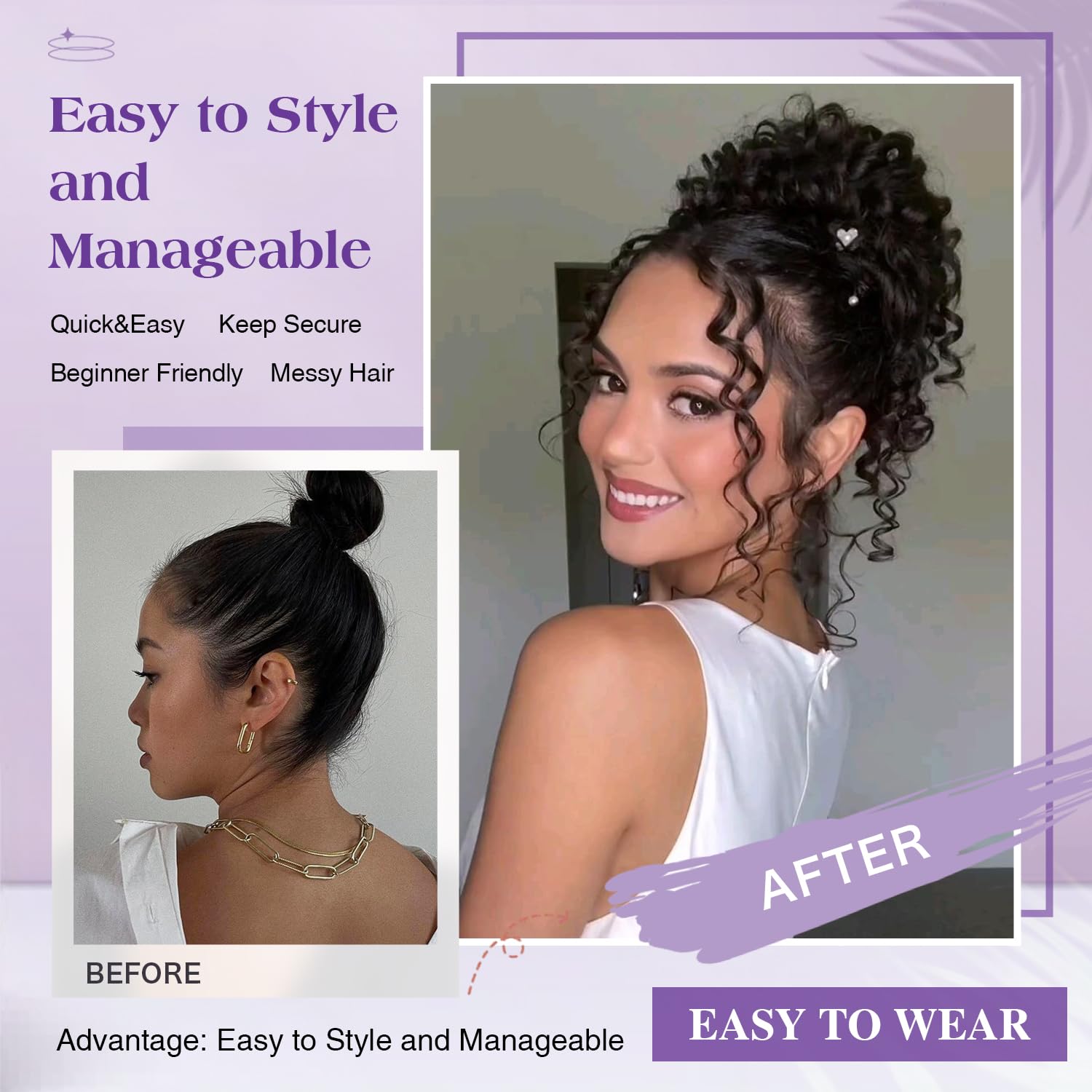 Pcololin drawstring ponytail with buckle closure for secure wear.