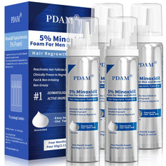 Pdam Minoxidil foam bottle with pump for easy scalp application.