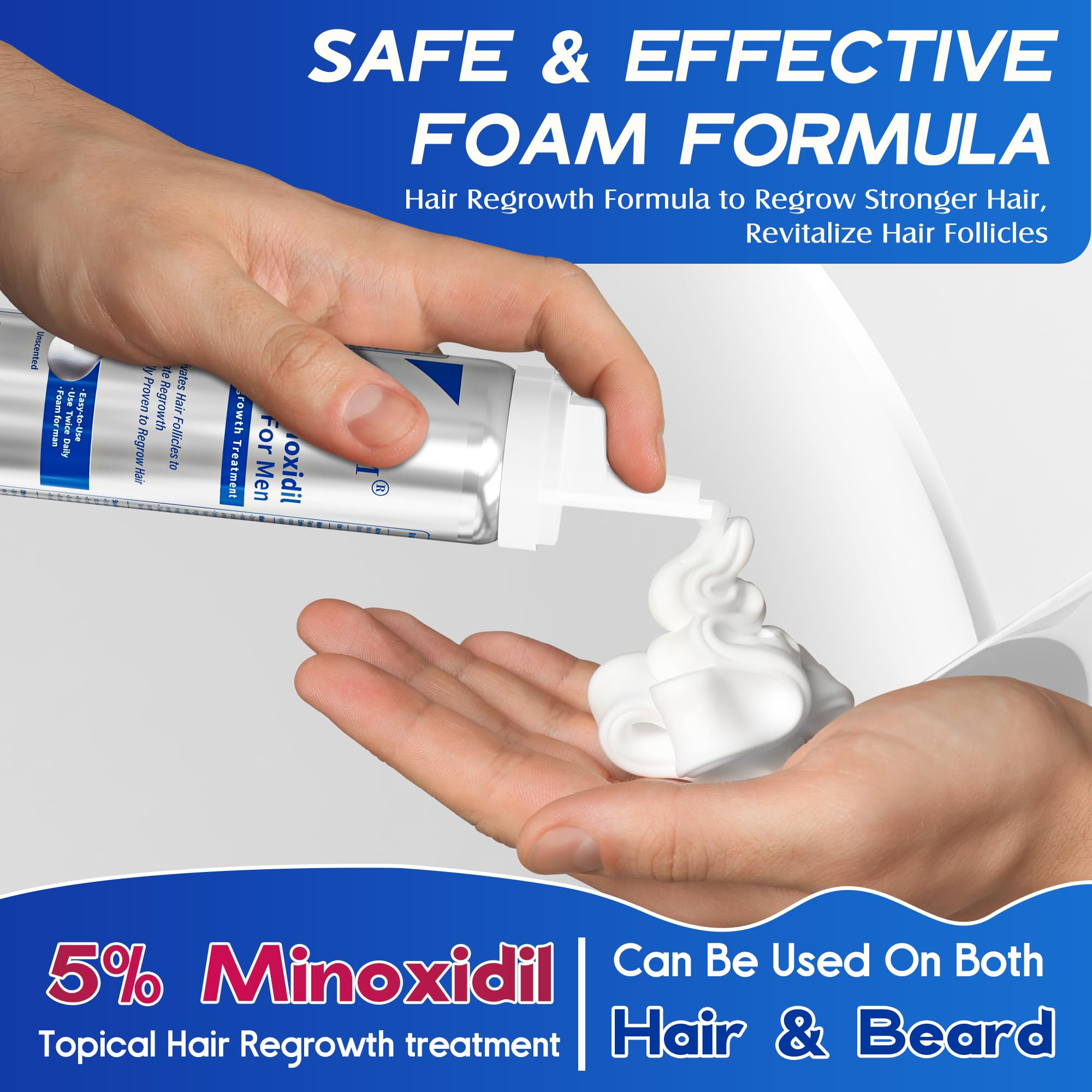 Pdam minoxidil foam two-pack packaging highlights value.