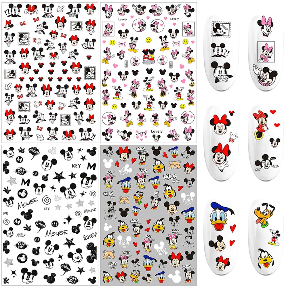 PDFADSK cartoon nail decals set shows vibrant 3D designs for easy manicure