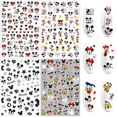 PDFADSK cartoon nail decals set shows vibrant 3D designs for easy manicure