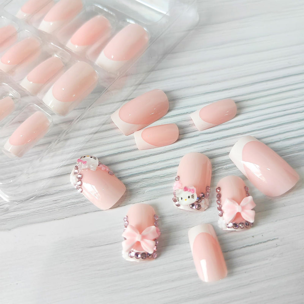 PDFADSK pink bow charms on nails offer playful, eye-catching detail