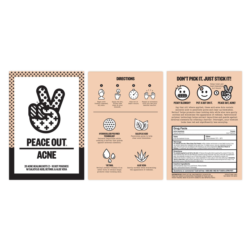 Peace Out Acne Healing Dots work overnight to target blemishes while you sleep
