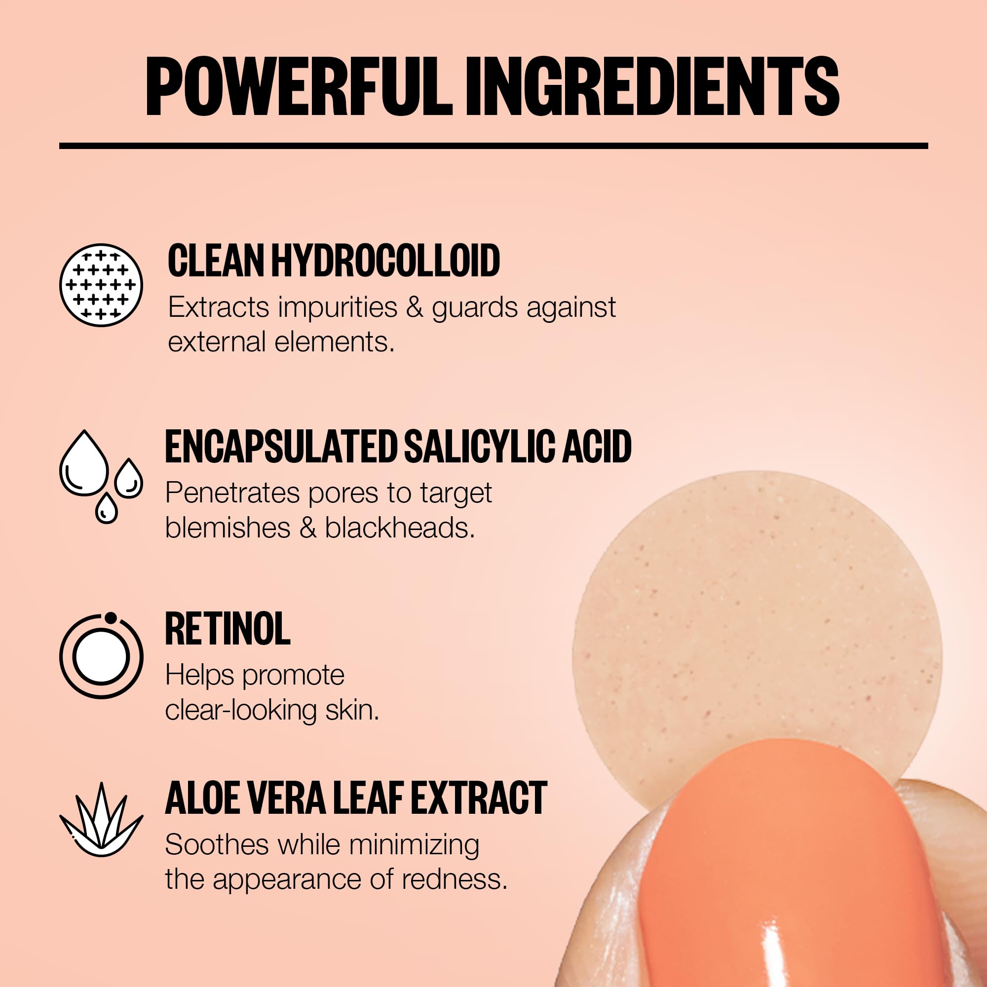Peace Out Acne Healing Dots featuring retinol for targeted pore refinement and blemish response.