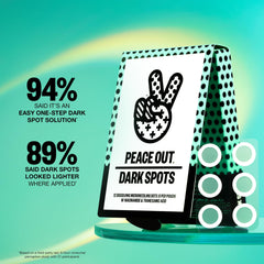 PEACE OUT Dots on face application demonstrates a discreet patch targeting dark spots.