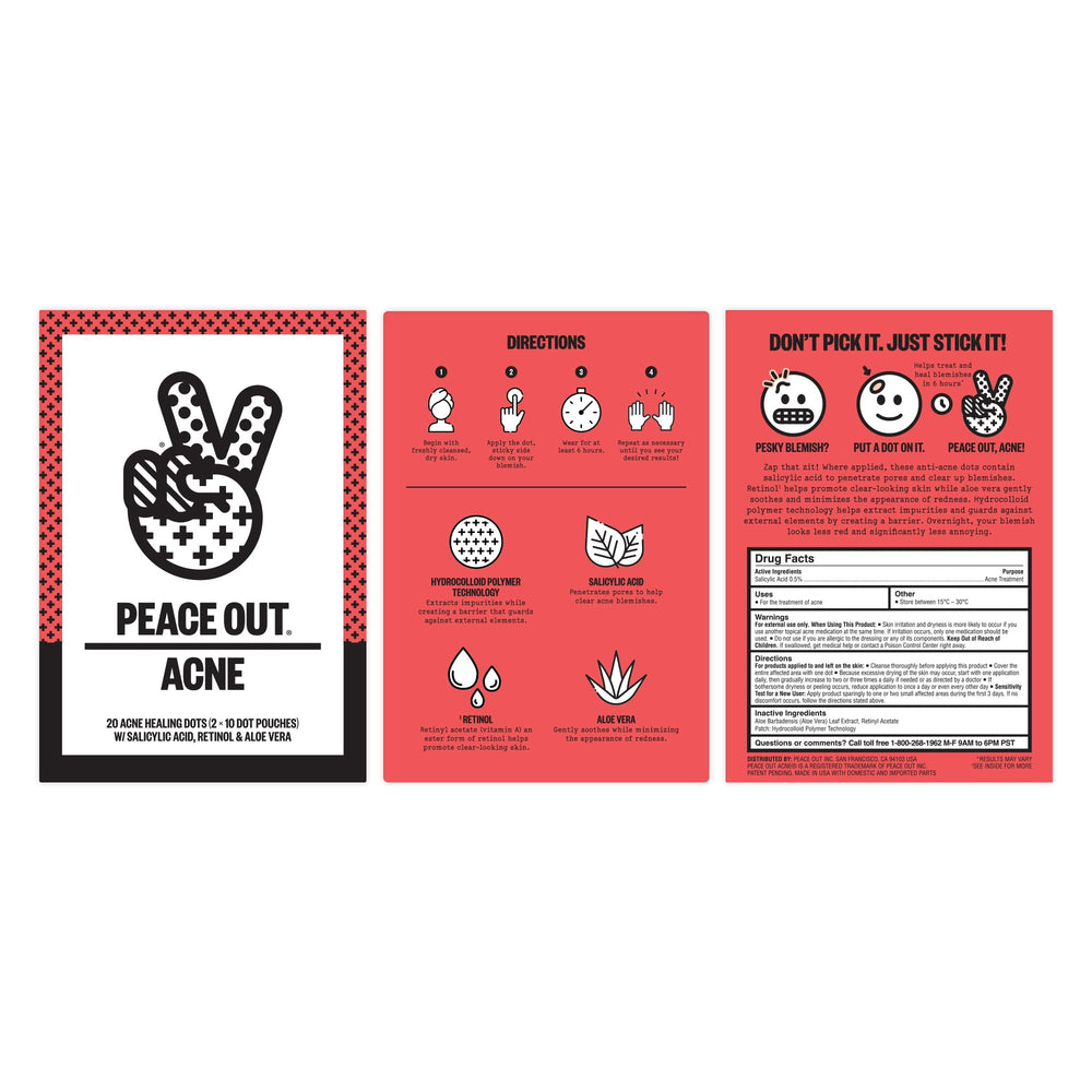 PEACE OUT Early Stage Acne Dots close-up of dissolving microneedles