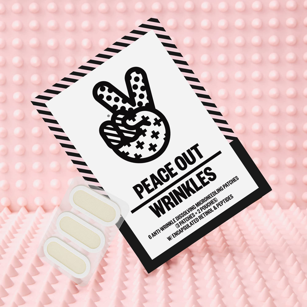 Peace Out microneedling patches packaging shown as at home skincare solution