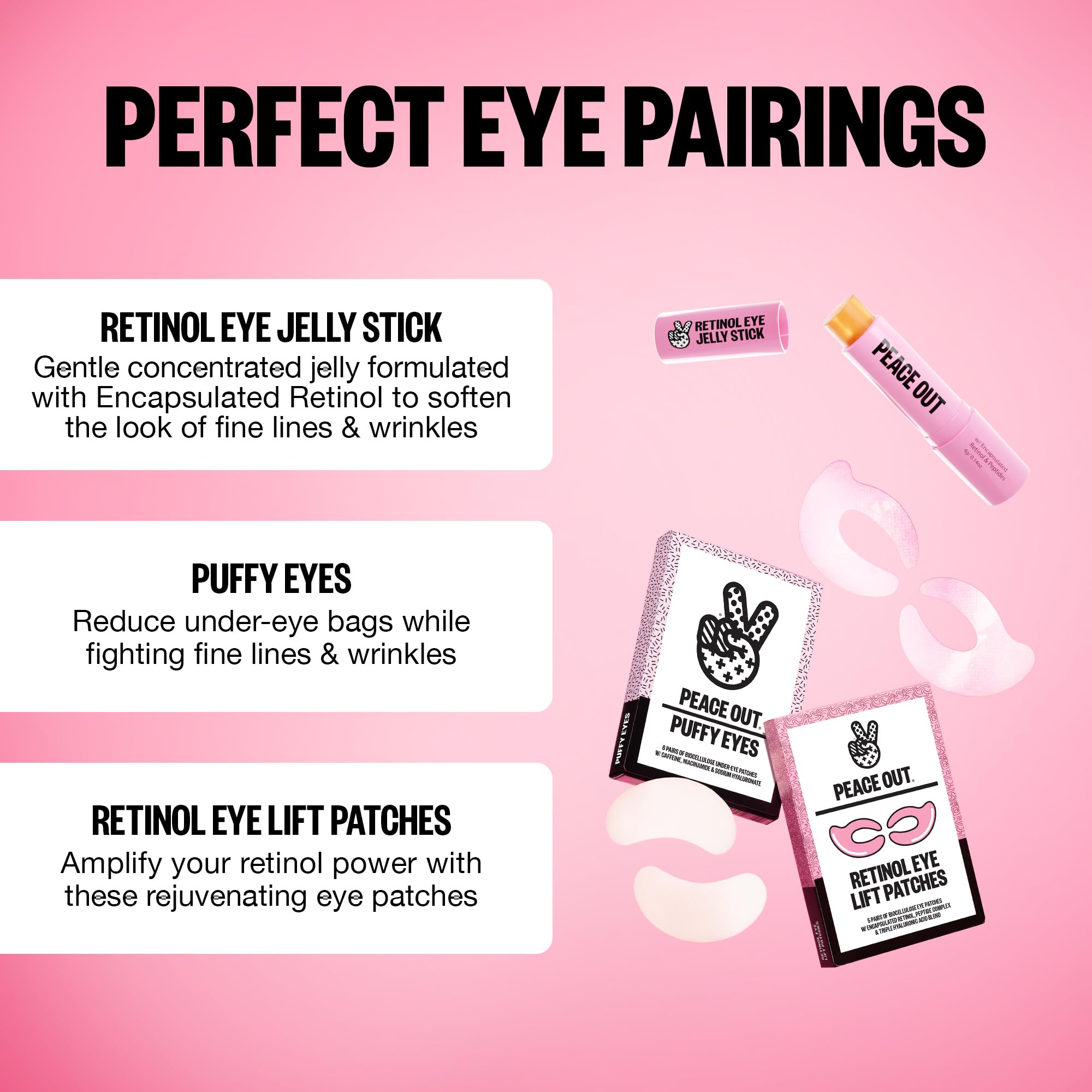 Peace Out Retinol Eye Jelly Stick packaging and compact design for travel-friendly care