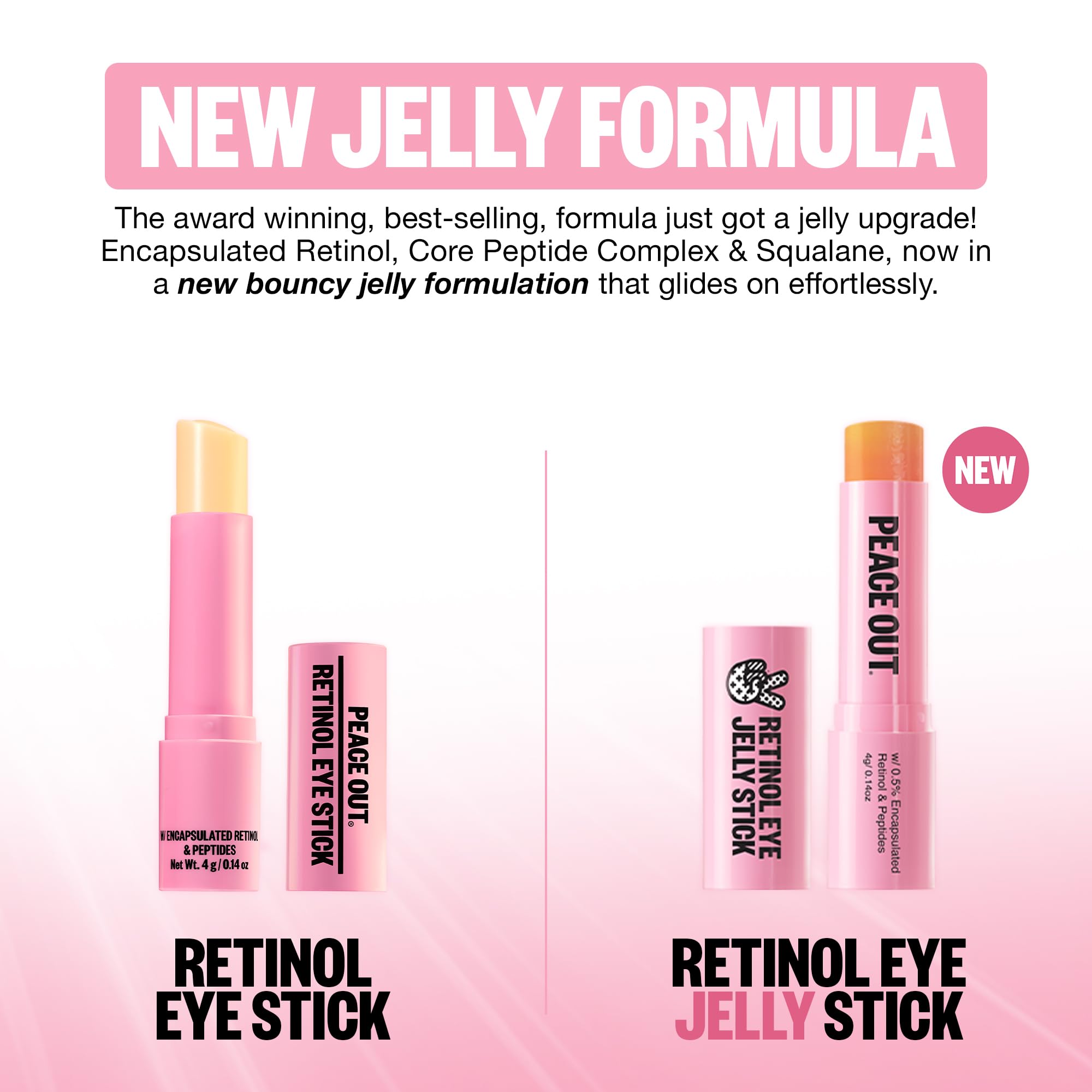Peace Out Retinol Eye Jelly Stick texture gliding on skin demonstrating hydration without heaviness