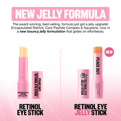 Peace Out Retinol Eye Jelly Stick texture gliding on skin demonstrating hydration without heaviness