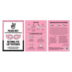 PEACE OUT Retinol Eye Lift Patches applied to the eye area for a refreshed look.