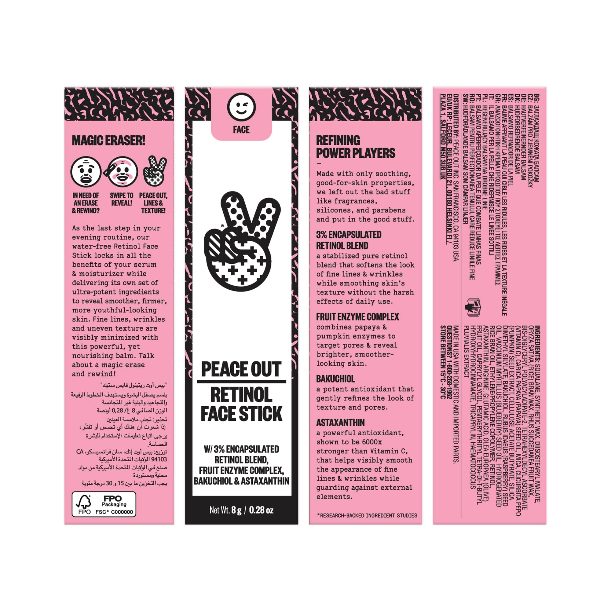 Peace Out Retinol Face Stick being applied on skin with smooth glide for targeted care.