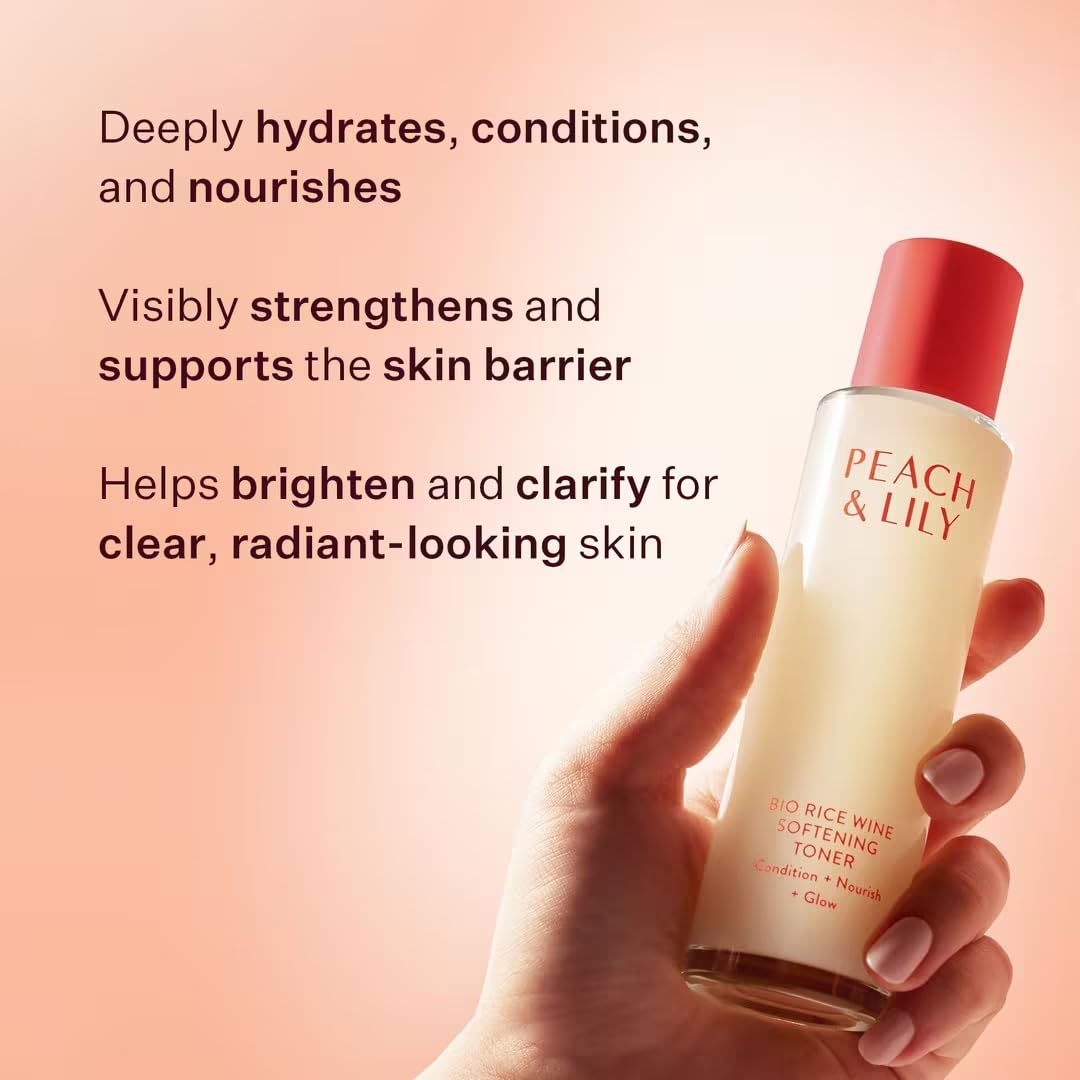 Botanical ferments in Peach & Lily Bio Rice Wine Toner support balanced skin