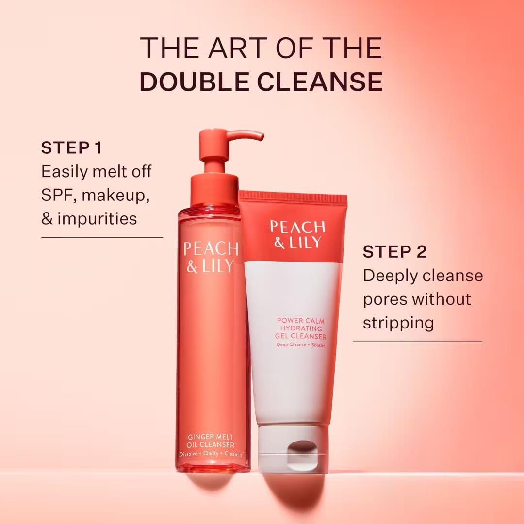 Peach & Lily Ginger Melt Oil Cleanser clear balance on skin.