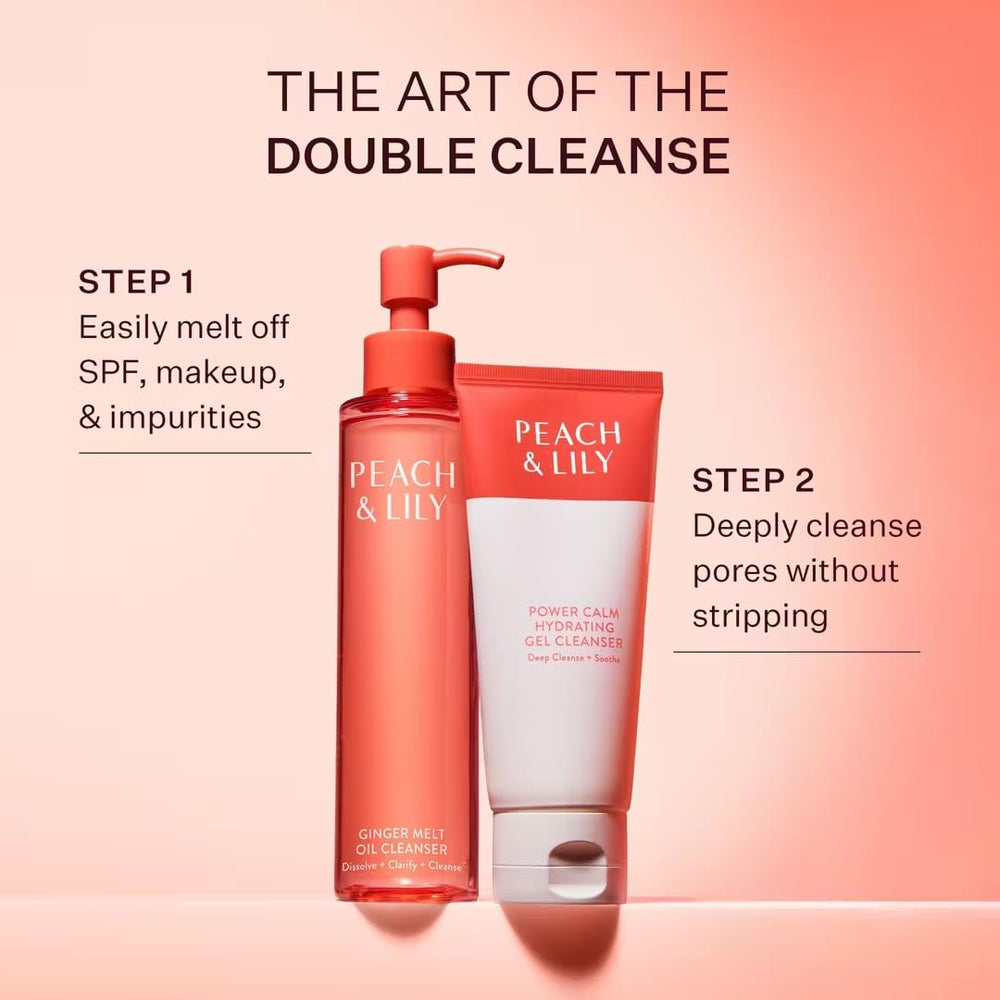 Peach & Lily Ginger Melt Oil Cleanser clear balance on skin.