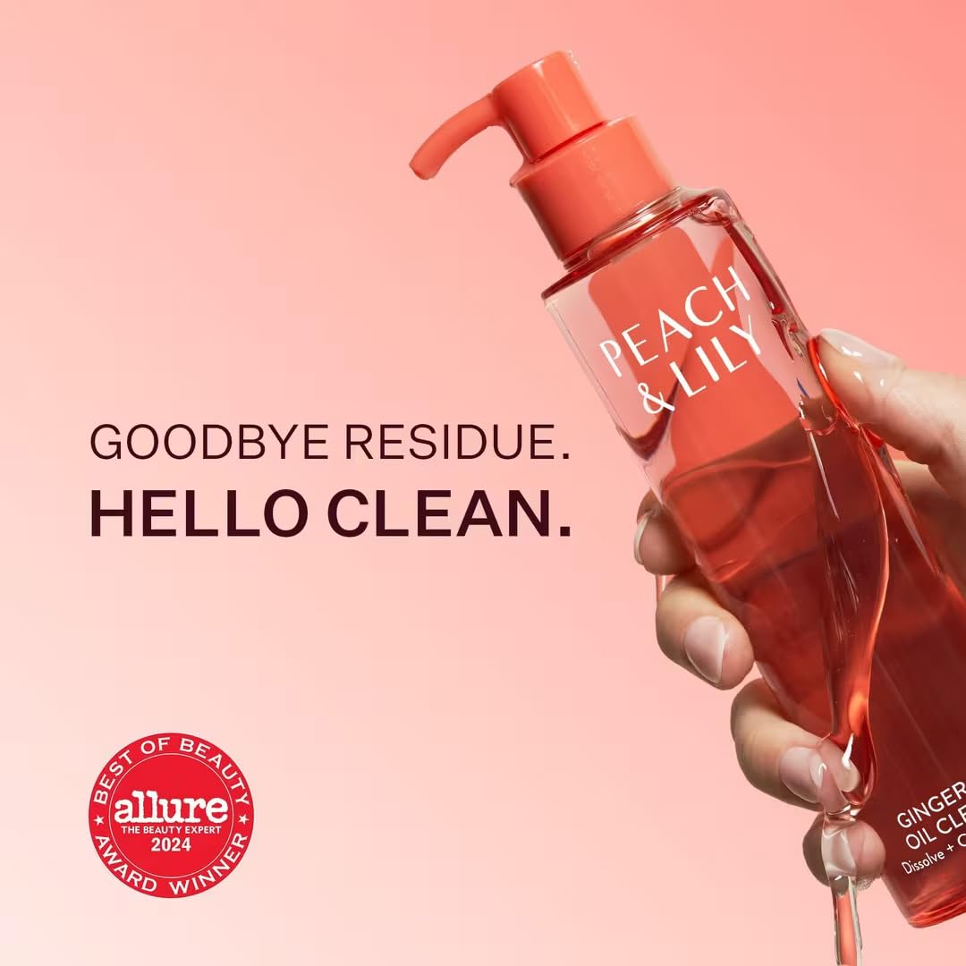 Peach & Lily Ginger Melt Oil Cleanser makeup removal close-up.