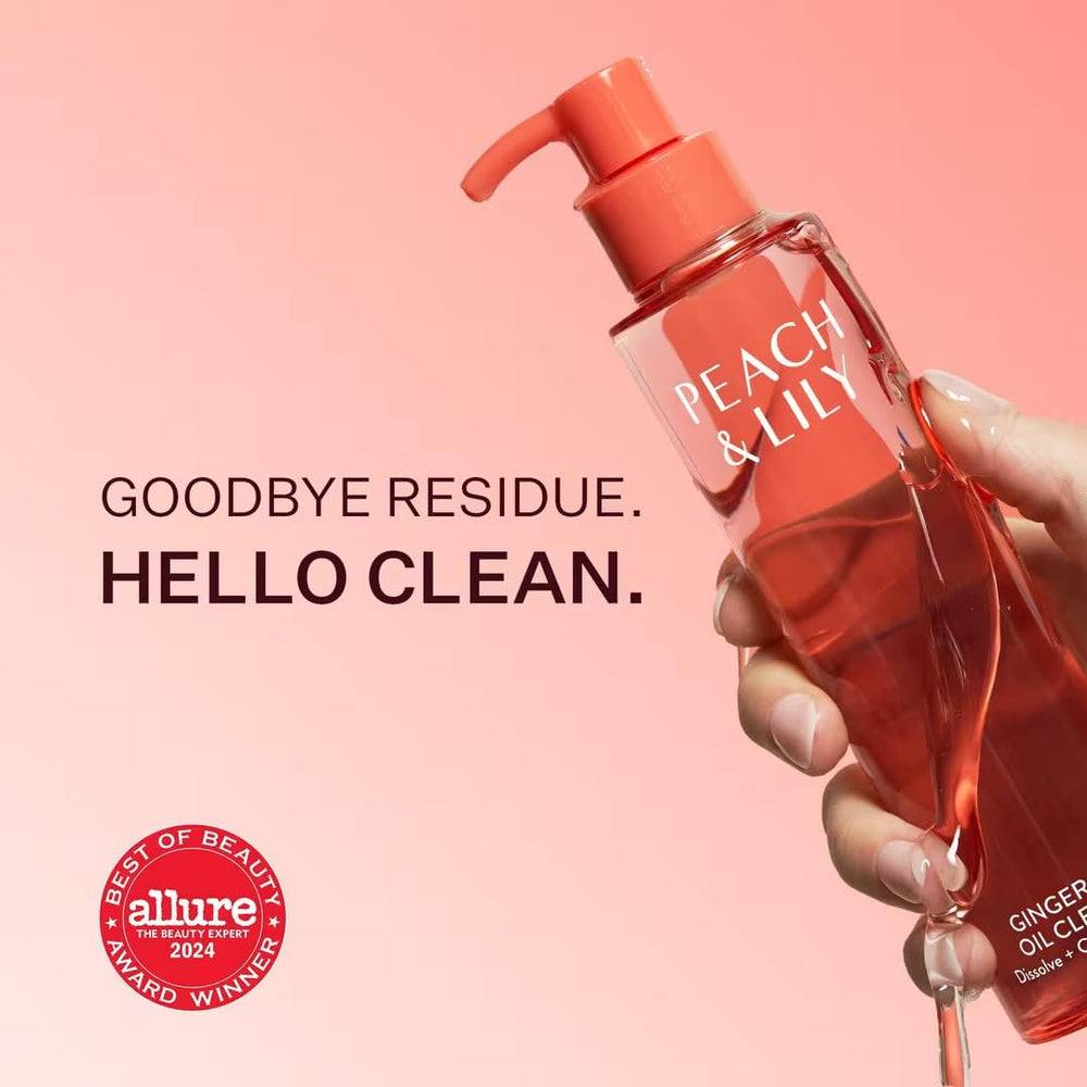Peach & Lily Ginger Melt Oil Cleanser makeup removal close-up.