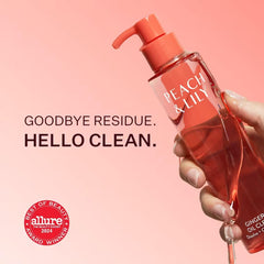 Peach & Lily Ginger Melt Oil Cleanser makeup removal close-up.