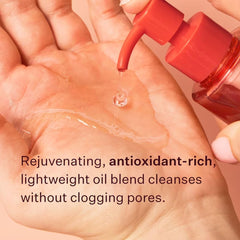 Peach & Lily Ginger Melt Oil Cleanser texture close-up showing silky melt.