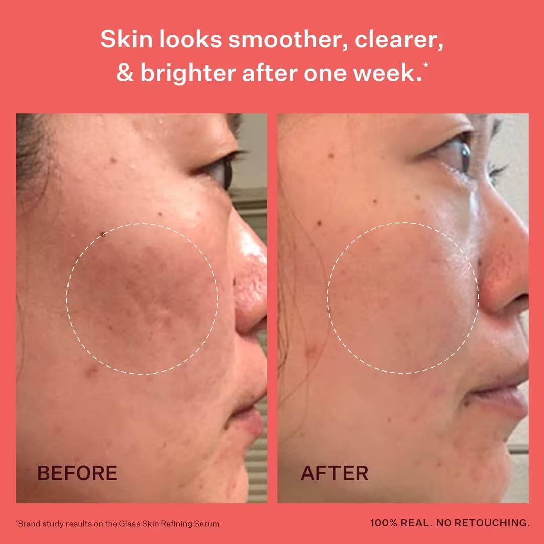 Peach & Lily Glass Skin Luminous Kit serum bottle close-up promoting hydration and glow.