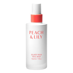 Peach & Lily Glass Skin Veil Mist bottle close-up showing weightless hydration