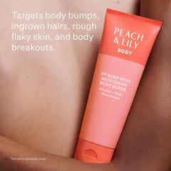 Peach & Lily KP Bump Boss scrub applied on skin for KP refinement